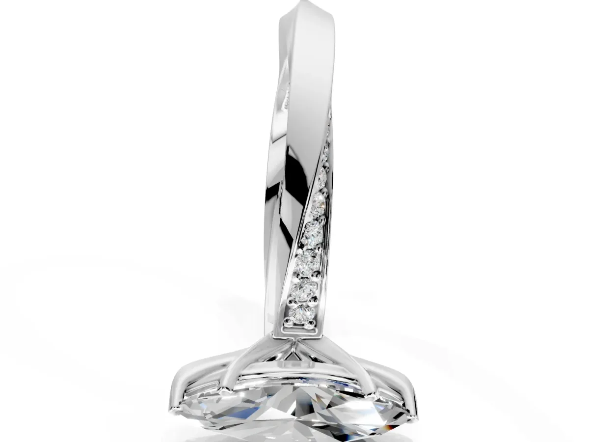 Side Accent Engagement Ring Setting for Marquise Center with Accent Shoulders and Prong Head in Platinum