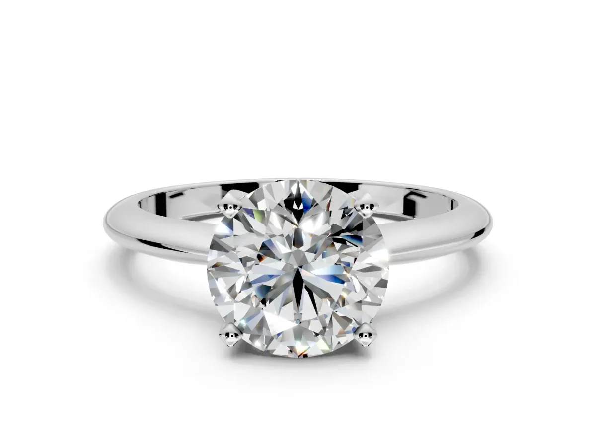 Solitaire Engagement Ring Setting for Round Cut Center with Knife Ridge Band and Claw Prong Head in Platinum