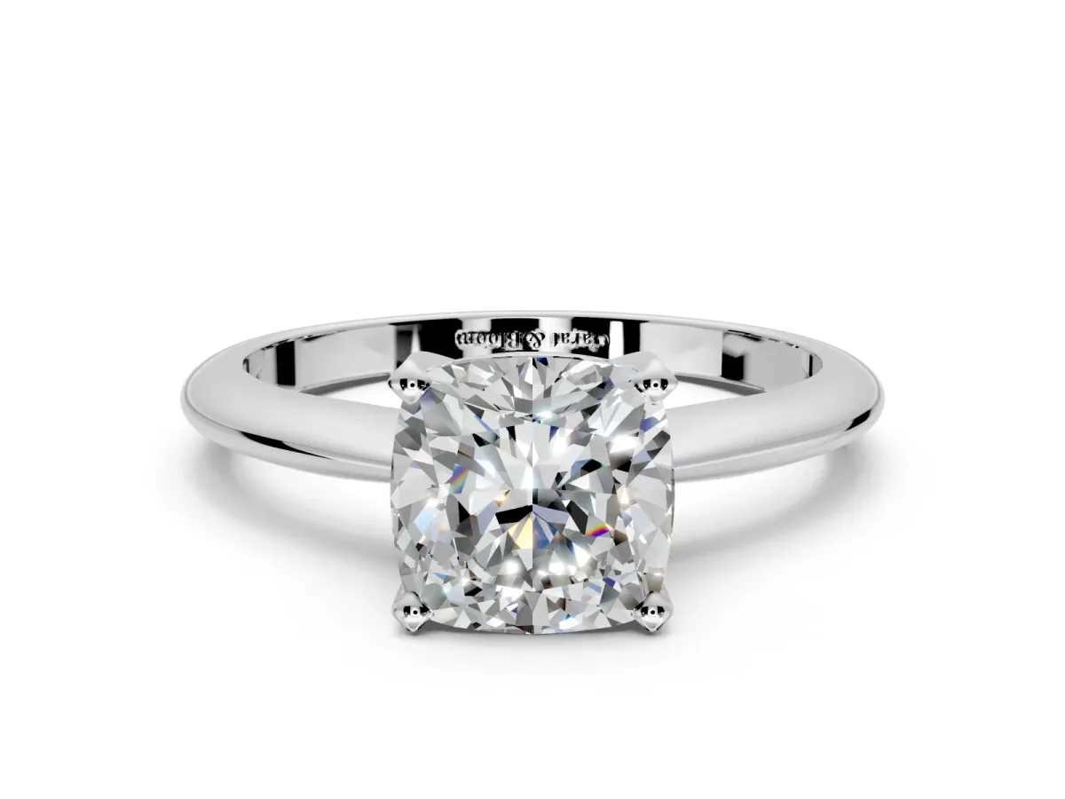 Solitaire Engagement Ring Setting for Cushion Cut Center with Knife Ridge Band and Claw Prong Head in Sterling Silver