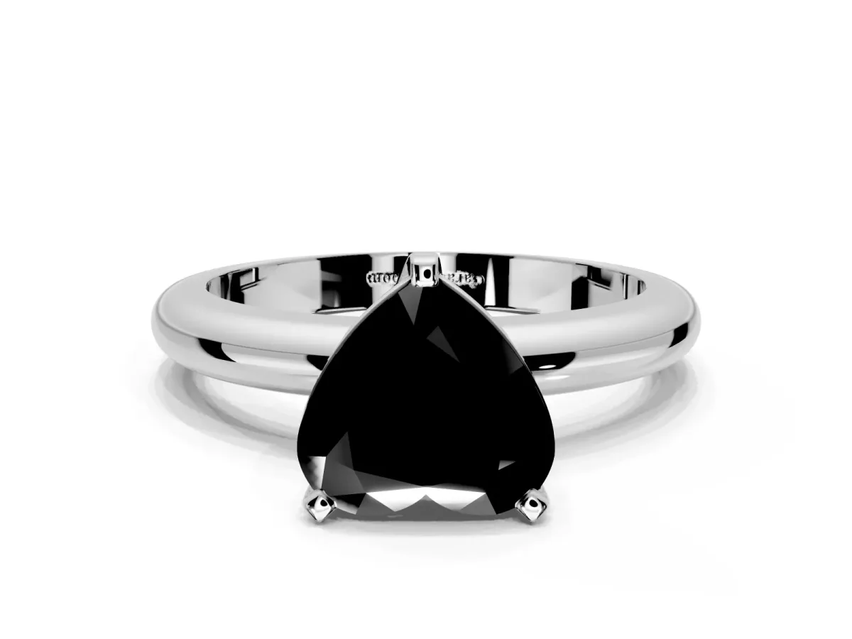 Solitaire Engagement Ring Setting for Fancy Black Heart-Shaped Center with Wire Band and Prong Head in Platinum