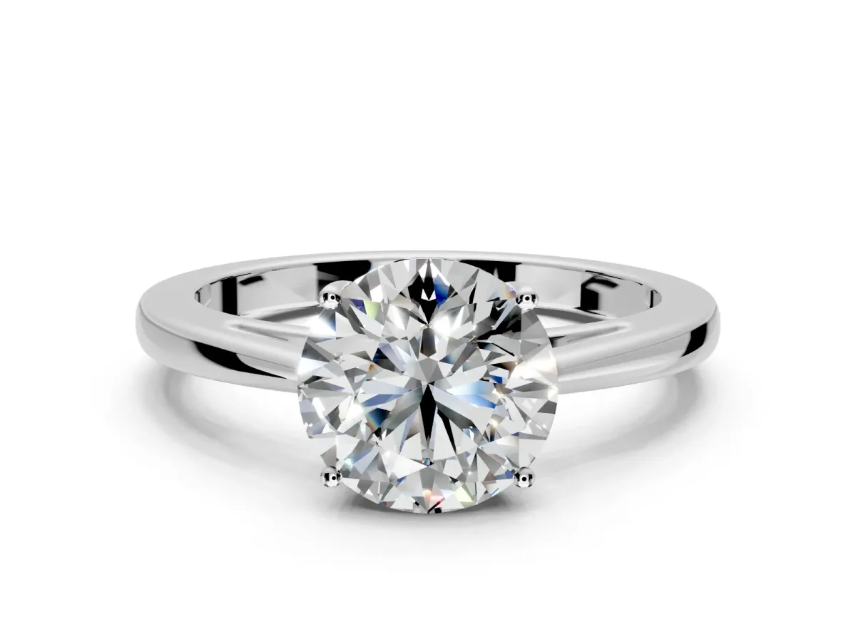 Solitaire Engagement Ring Setting for Round Cut Center with Open Cathedral Shoulders and Prong Head in Sterling Silver