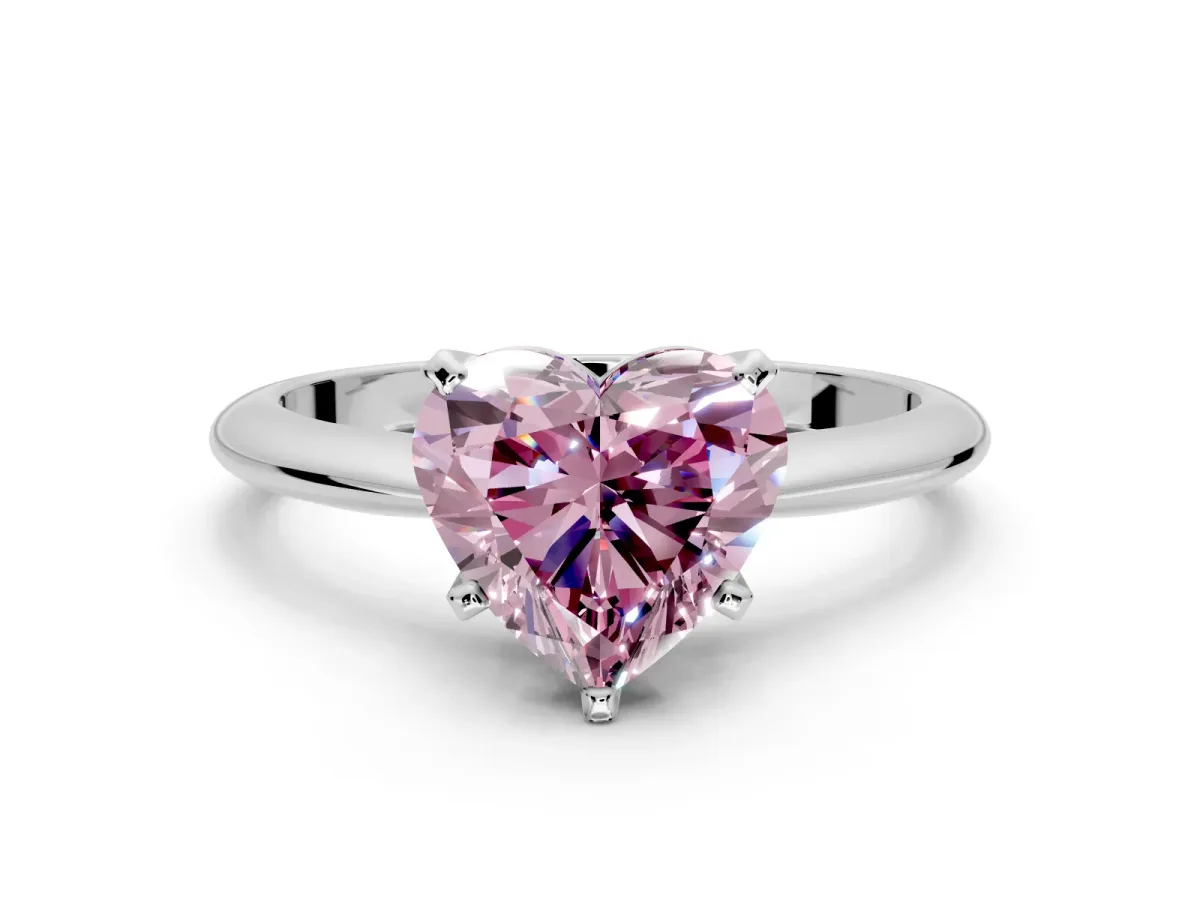 Solitaire Engagement Ring Setting for Fancy Pink Heart-Shaped Center with Knife Ridge Band and Claw Prong Head in Platinum