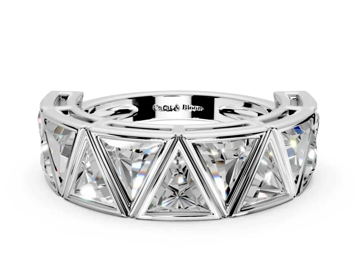 Triangle Lab-Grown Diamond Geometric Men's Wedding Band with Angular Frames in Platinum