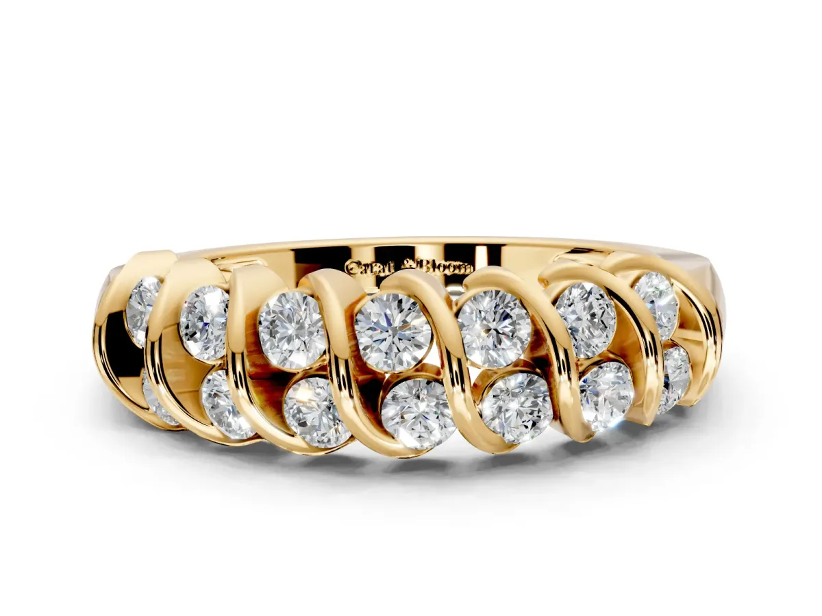 Round Cut Lab-Grown Diamond Multi-Row Channel-Set Wedding Band in Yellow Gold
