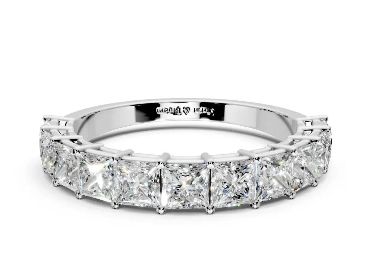 Princess Cut Lab-Grown Diamond Half Eternity Wedding Band with Shared-Prong Setting in Platinum