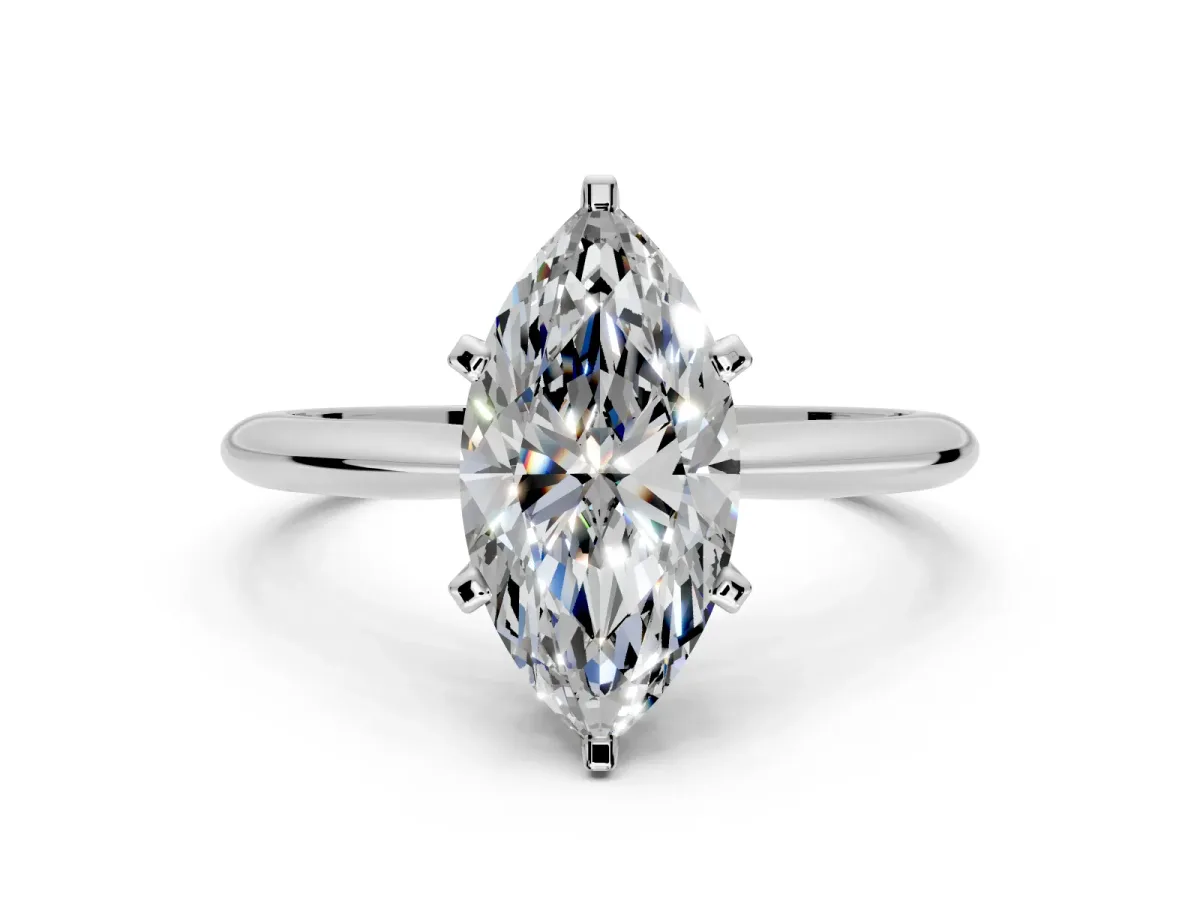 Solitaire Engagement Ring Setting for Marquise Center with Knife Ridge Band and Claw Prong Head in Platinum