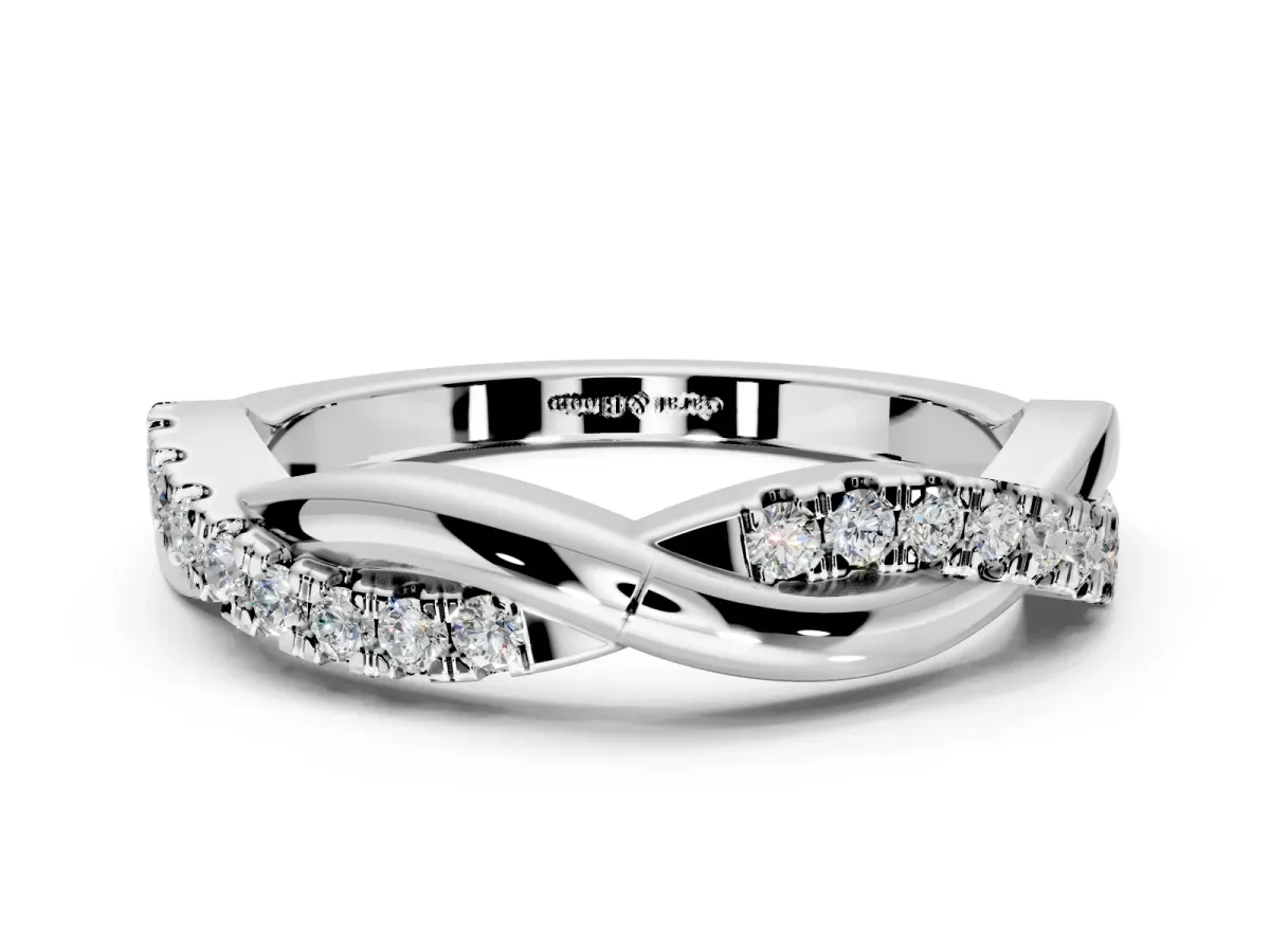 Round Cut Lab-Grown Diamond Twisted Infinity Wedding Band with Spaced Prong Setting in Platinum