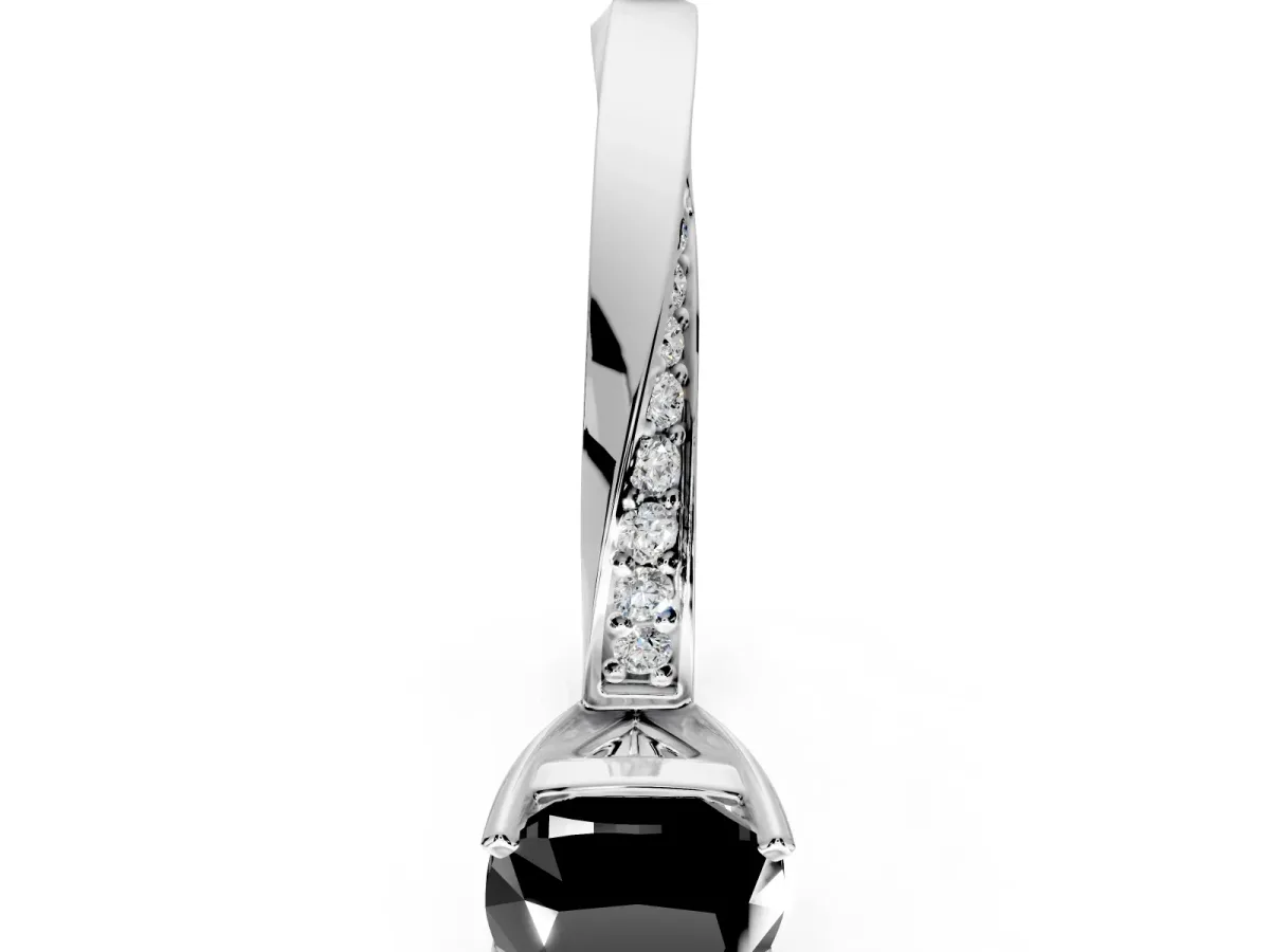 Side Accent Engagement Ring Setting for Fancy Black Cushion Cut Center with Accent Shoulders and Prong Head in Platinum