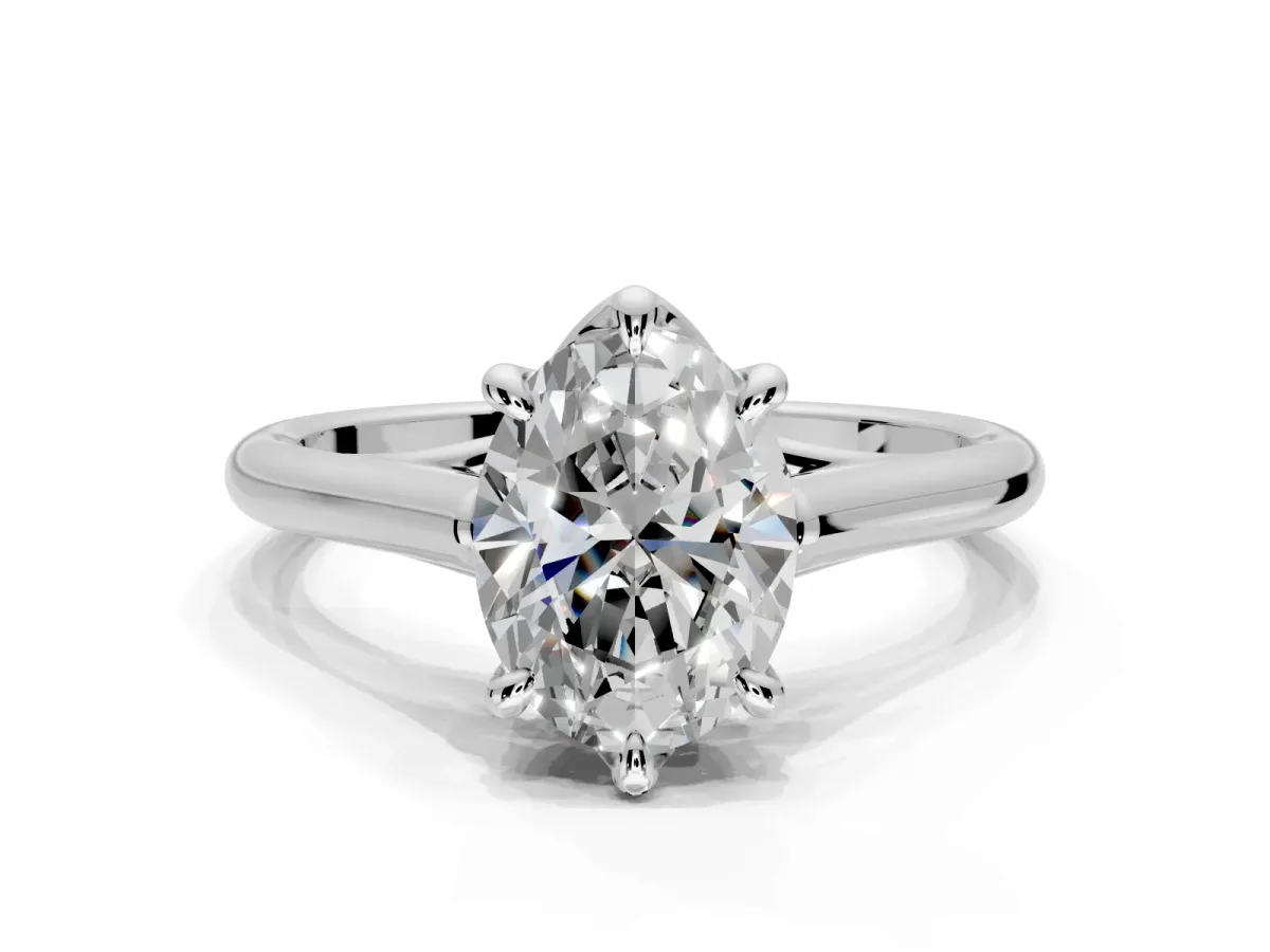 Solitaire Engagement Ring Setting for Oval Center with Cathedral Band and Prong Head in Platinum