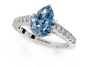 Solitaire Engagement Ring Setting for Fancy Blue Pear-Shaped Center with Crossover Accents and Prong Head in Platinum