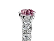 Solitaire Engagement Ring Setting for Fancy Pink Round Cut Center with Pave Cathedral Shoulders and Prong Head in Sterling Silver