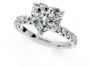 Solitaire Engagement Ring Setting for Heart-Shaped Center with Large Accents and Prong Head in Sterling Silver
