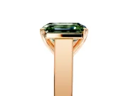 Solitaire Engagement Ring Setting for Fancy Green Emerald Cut Center with Tapered Split Shoulders and Prong Head in Rose Gold