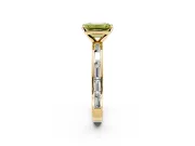 Solitaire Engagement Ring Setting for Fancy Yellow Emerald Cut Center with Channel Baguette Band and Prong Head in Yellow Gold