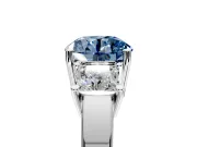 3 Stone Engagement Ring Setting for Fancy Blue Round Cut Center with Matching Side Accents and Prong Head in Platinum