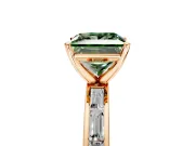 Solitaire Engagement Ring Setting for Fancy Green Princess Cut Center with Channel Baguette Band and Prong Head in Rose Gold
