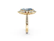 Floral Halo Engagement Ring Setting for Fancy Blue Marquise Center with Pave Accents and Prong Head in Yellow Gold