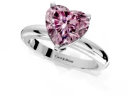 Solitaire Engagement Ring Setting for Fancy Pink Heart-Shaped Center with Wire Band and Prong Head in Sterling Silver