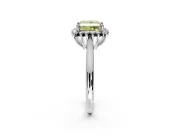Starburst Halo Engagement Ring Setting for Fancy Yellow Princess Cut Center with Thin Round-Wire Band and Prong Head in White Gold