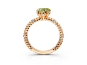 Rope Engagement Ring Setting for Fancy Yellow Heart-Shaped Center with Accent Shoulders and Prong Head in Rose Gold