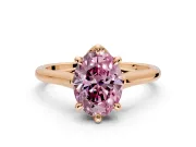 Solitaire Engagement Ring Setting for Fancy Pink Oval Center with Cathedral Band and Prong Head in Rose Gold