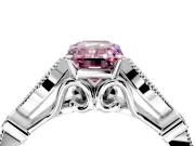 Solitaire Engagement Ring Setting for Fancy Pink Emerald Cut Center with Marquise and Bezel Accents and Prong Head in White Gold