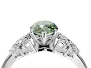 Leaf Cluster Engagement Ring Setting for Fancy Green Marquise Center with Marquise Accents and Prong Head in Sterling Silver