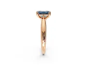 Solitaire Engagement Ring Setting for Fancy Blue Emerald Cut Center with Reverse Tapered Band and Prong Head in Rose Gold