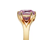 Solitaire Engagement Ring Setting for Fancy Pink Asscher Cut Center with Plain Split Shank and Prong Head in Yellow Gold