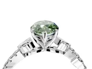 Leaf Motif Engagement Ring Setting for Fancy Green Marquise Center with Pave Band and Prong Head in Sterling Silver