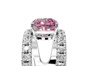 Solitaire Engagement Ring Setting for Fancy Pink Cushion Cut Center with Wide-Open Split Shank and Prong Head in Platinum