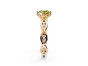 Solitaire Engagement Ring Setting for Fancy Yellow Round Cut Center with Accented Twist Band and Leaf Prong Head in Rose Gold