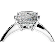 Solitaire Engagement Ring Setting for Princess Cut Center with Channel-Set Accent Band and Prong Head in Platinum
