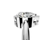 Halo Engagement Ring Setting for Pear-Shaped Center with Tapered Plain Band and Prong Head in Sterling Silver