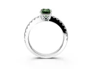 Solitaire Engagement Ring Setting for Fancy Green Emerald Cut Center with Single Row Accent Band and Prong Head in Platinum