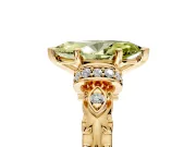 Solitaire Engagement Ring Setting for Fancy Yellow Marquise Center with Filigree Band and Prong Head in Yellow Gold