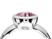 Solitaire Engagement Ring Setting for Fancy Pink Round Cut Center with Wide Band and Bezel Head in Platinum