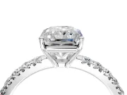 Solitaire Engagement Ring Setting for Radiant Cut Center with Large Accent Band and Prong Head in White Gold