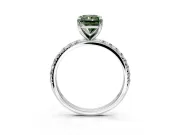 Solitaire Engagement Ring Setting for Fancy Green Radiant Cut Center with Micro Pave Band and Prong Head in White Gold