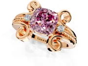 Solitaire Engagement Ring Setting for Fancy Pink Cushion Cut Center with Twisted Band and Scroll Prong Head in Rose Gold