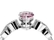 Leaf Engagement Ring Setting for Fancy Pink Pear-Shaped Center with Milgrain Accent Band and Prong Head in Platinum