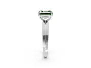 Solitaire Engagement Ring Setting for Fancy Green Asscher Cut Center with Wide Knife Ridge Band and Prong Head in White Gold