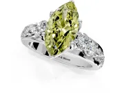 Solitaire Engagement Ring Setting for Fancy Yellow Marquise Center with Graduated Shared Prongs and Prong Head in Sterling Silver