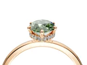 Hidden Halo Engagement Ring Setting for Fancy Green Marquise Center with Plain Band and Tall Prong Head in Rose Gold