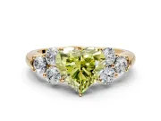 Cluster Engagement Ring Setting for Fancy Yellow Heart-Shaped Center with Round Cut Accent Frame and Prong Head in Yellow Gold