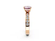 Solitaire Engagement Ring Setting for Fancy Pink Princess Cut Center with Channel-Set Accents and Prong Head in Rose Gold