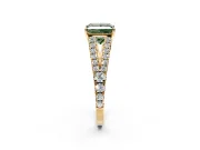 Solitaire Engagement Ring Setting for Fancy Green Princess Cut Center with Pave Split Shank and Prong Head in Yellow Gold