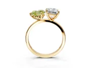 Fancy Yellow Heart-Shaped and Emerald Cut Lab-Grown Diamond Toi et Moi Engagement Ring with Prong-Set Stones in Yellow Gold