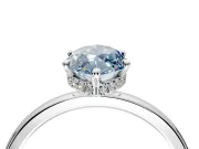 Hidden Halo Engagement Ring Setting for Fancy Blue Marquise Center with Plain Band and Tall Prong Head in Sterling Silver