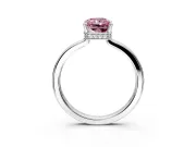 Hidden Halo Engagement Ring Setting for Fancy Pink Radiant Cut Center with Wide Flat Plain Band and Prong Head in Sterling Silver